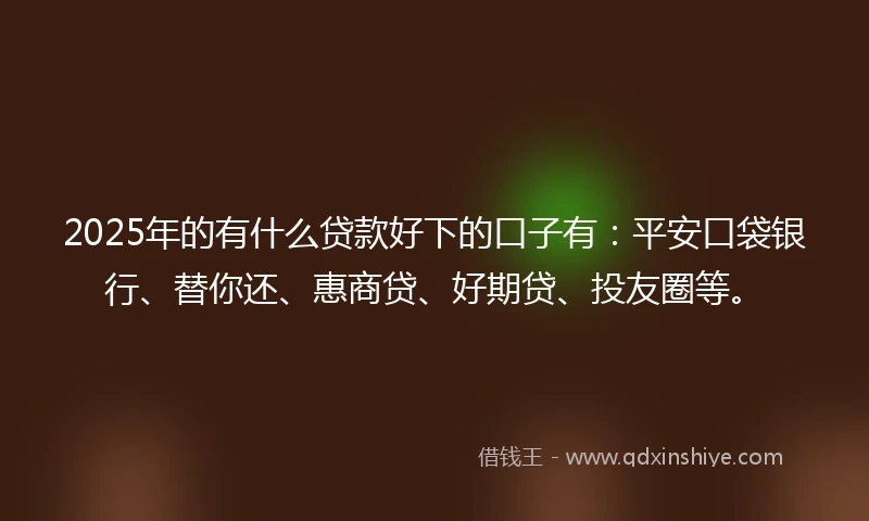 2025年的有什么贷款好下的口子有：平安口袋银行、替你还、惠商贷、好期贷、投友圈等。