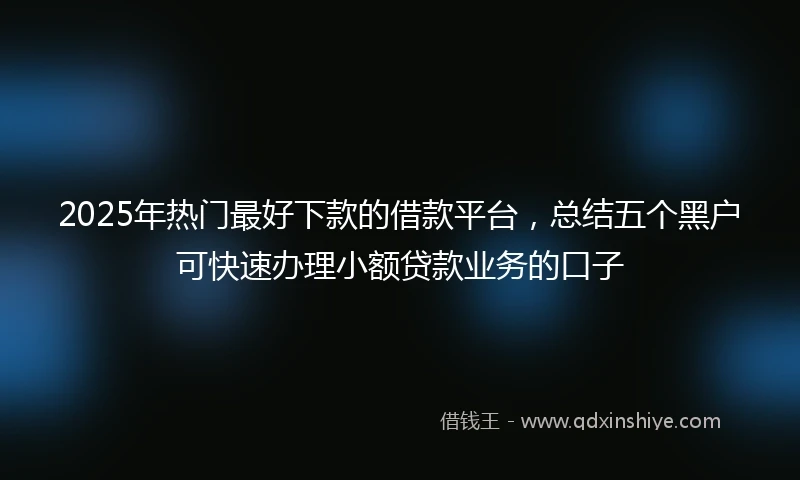 2025年热门最好下款的借款平台，总结五个黑户可快速办理小额贷款业务的口子