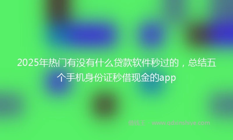 2025年热门有没有什么贷款软件秒过的，总结五个手机身份证秒借现金的app