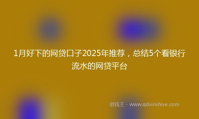 1月好下的网贷口子2025年推荐，总结5个看银行流水的网贷平台