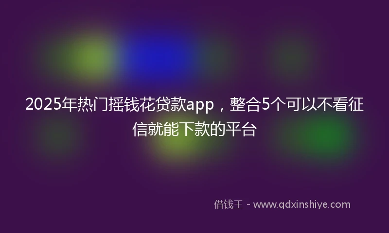 2025年热门摇钱花贷款app，整合5个可以不看征信就能下款的平台