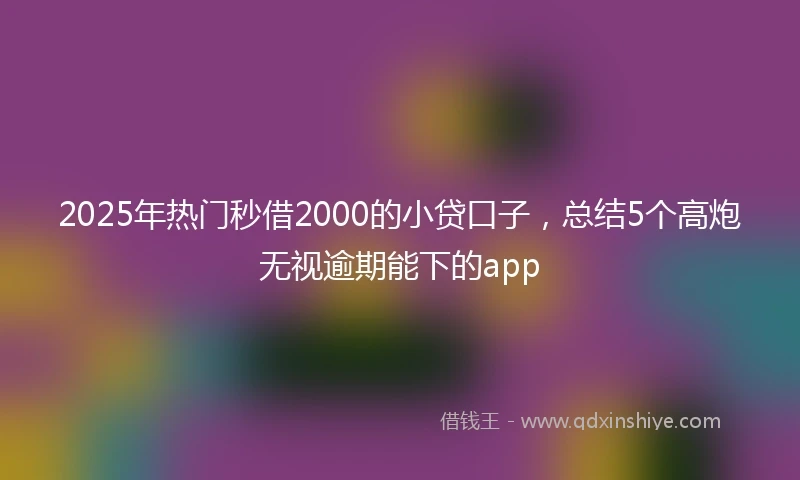 2025年热门秒借2000的小贷口子，总结5个高炮无视逾期能下的app
