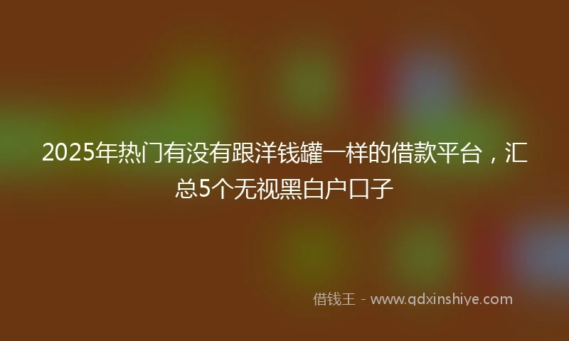 2025年热门有没有跟洋钱罐一样的借款平台，汇总5个无视黑白户口子