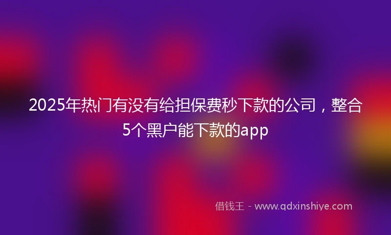 2025年热门有没有给担保费秒下款的公司，整合5个黑户能下款的app
