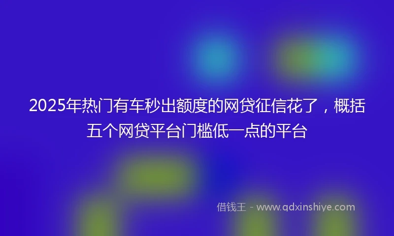2025年热门有车秒出额度的网贷征信花了，概括五个网贷平台门槛低一点的平台