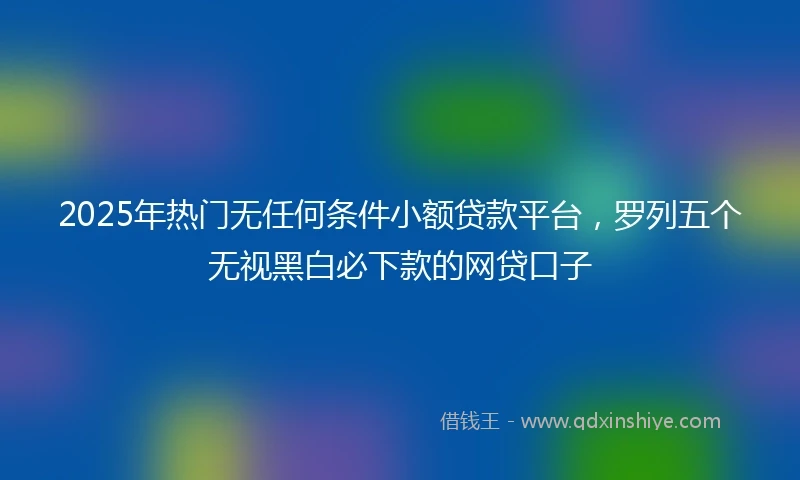 2025年热门无任何条件小额贷款平台，罗列五个无视黑白必下款的网贷口子