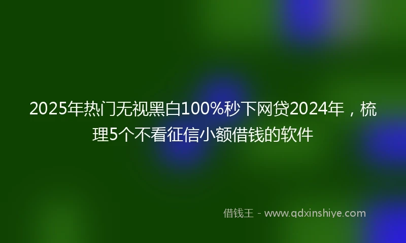 2025年热门无视黑白100%秒下网贷2024年，梳理5个不看征信小额借钱的软件