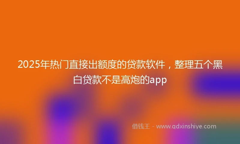 2025年热门直接出额度的贷款软件，整理五个黑白贷款不是高炮的app