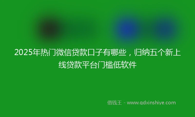 2025年热门微信贷款口子有哪些，归纳五个新上线贷款平台门槛低软件