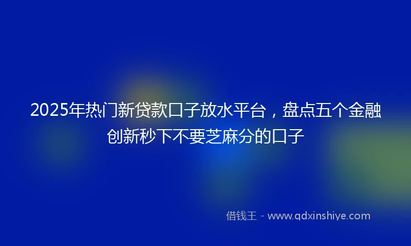 2025年热门新贷款口子放水平台，盘点五个金融创新秒下不要芝麻分的口子