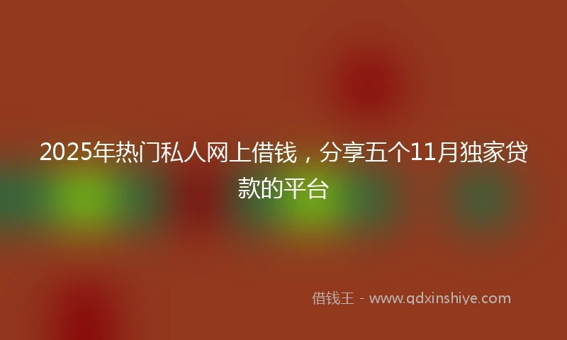 2025年热门私人网上借钱，分享五个11月独家贷款的平台