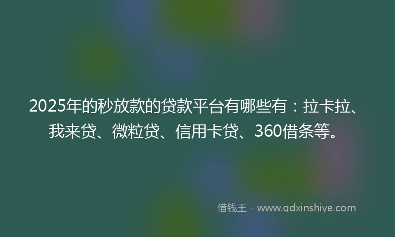 2025年的秒放款的贷款平台有哪些有：拉卡拉、我来贷、微粒贷、信用卡贷、360借条等。