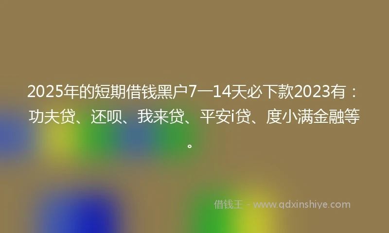 2025年的短期借钱黑户7一14天必下款2023有：功夫贷、还呗、我来贷、平安i贷、度小满金融等。