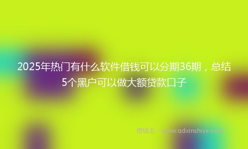 2025年热门有什么软件借钱可以分期36期，总结5个黑户可以做大额贷款口子