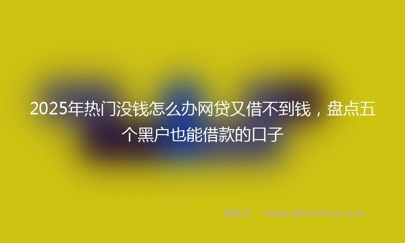 2025年热门没钱怎么办网贷又借不到钱，盘点五个黑户也能借款的口子