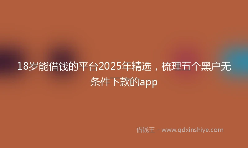 18岁能借钱的平台2025年精选，梳理五个黑户无条件下款的app