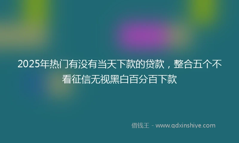 2025年热门有没有当天下款的贷款，整合五个不看征信无视黑白百分百下款