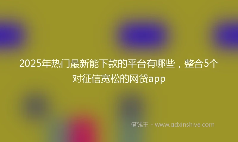 2025年热门最新能下款的平台有哪些，整合5个对征信宽松的网贷app