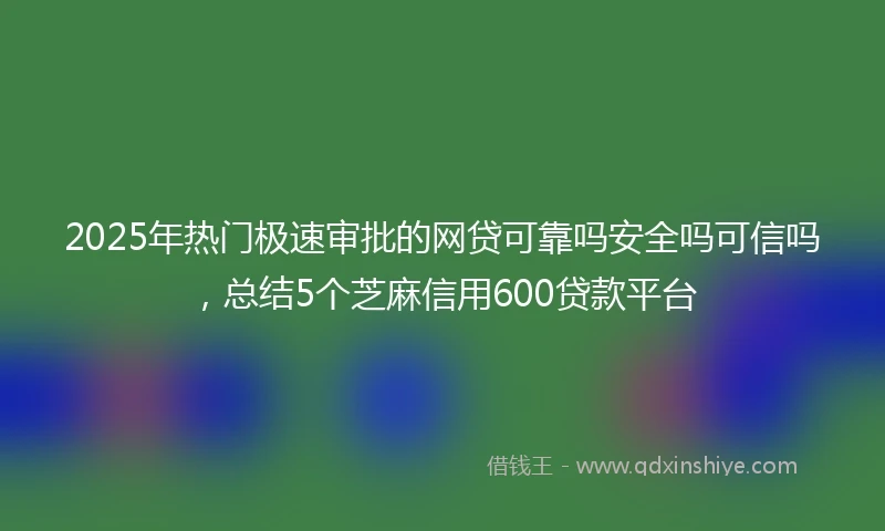 2025年热门极速审批的网贷可靠吗安全吗可信吗，总结5个芝麻信用600贷款平台