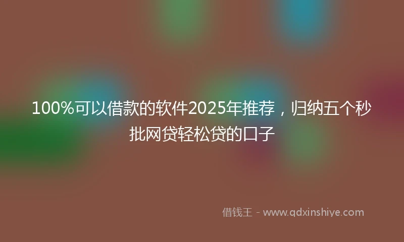 100%可以借款的软件2025年推荐，归纳五个秒批网贷轻松贷的口子