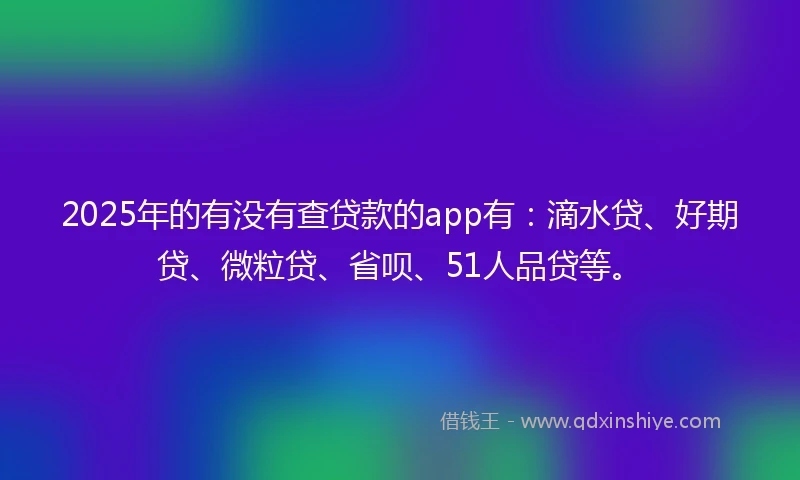 2025年的有没有查贷款的app有：滴水贷、好期贷、微粒贷、省呗、51人品贷等。
