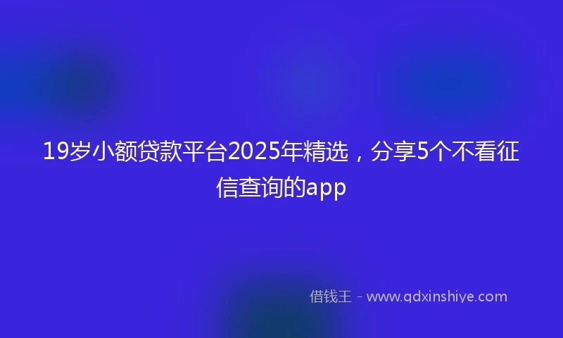 19岁小额贷款平台2025年精选，分享5个不看征信查询的app