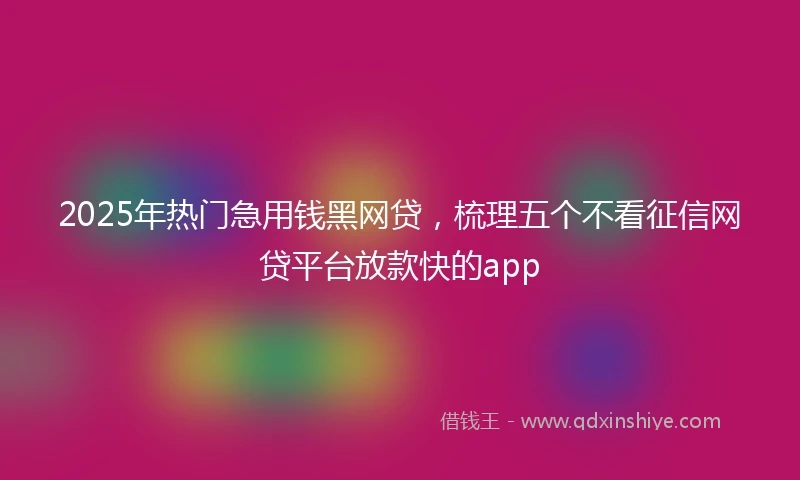 2025年热门急用钱黑网贷，梳理五个不看征信网贷平台放款快的app
