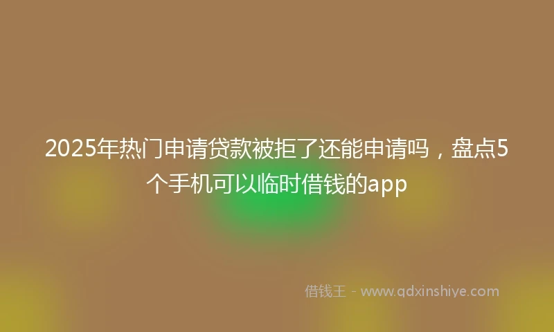 2025年热门申请贷款被拒了还能申请吗，盘点5个手机可以临时借钱的app