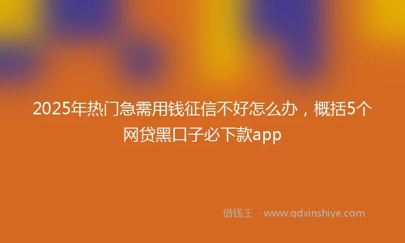 2025年热门急需用钱征信不好怎么办，概括5个网贷黑口子必下款app