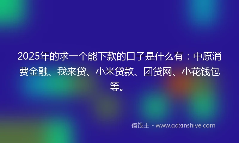 2025年的求一个能下款的口子是什么有：中原消费金融、我来贷、小米贷款、团贷网、小花钱包等。