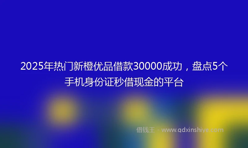 2025年热门新橙优品借款30000成功，盘点5个手机身份证秒借现金的平台