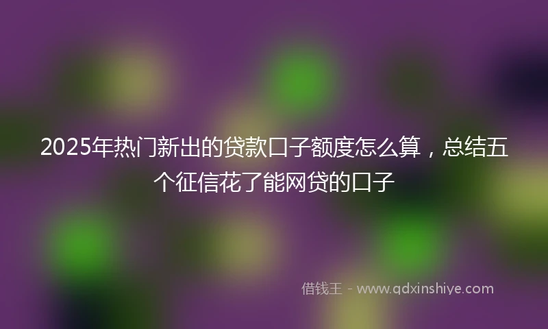 2025年热门新出的贷款口子额度怎么算，总结五个征信花了能网贷的口子