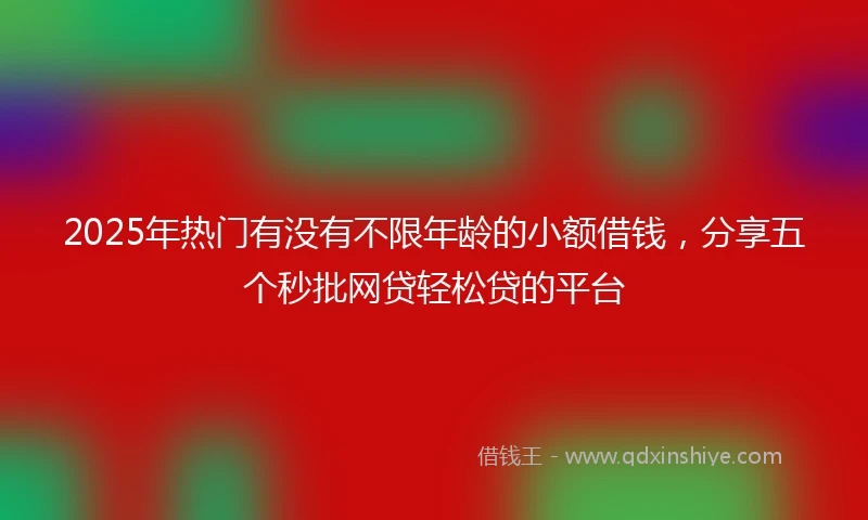 2025年热门有没有不限年龄的小额借钱，分享五个秒批网贷轻松贷的平台