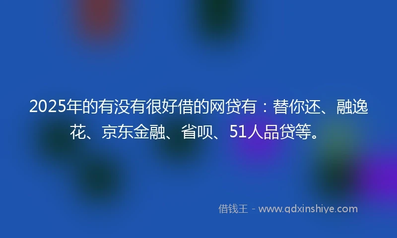 2025年的有没有很好借的网贷有：替你还、融逸花、京东金融、省呗、51人品贷等。