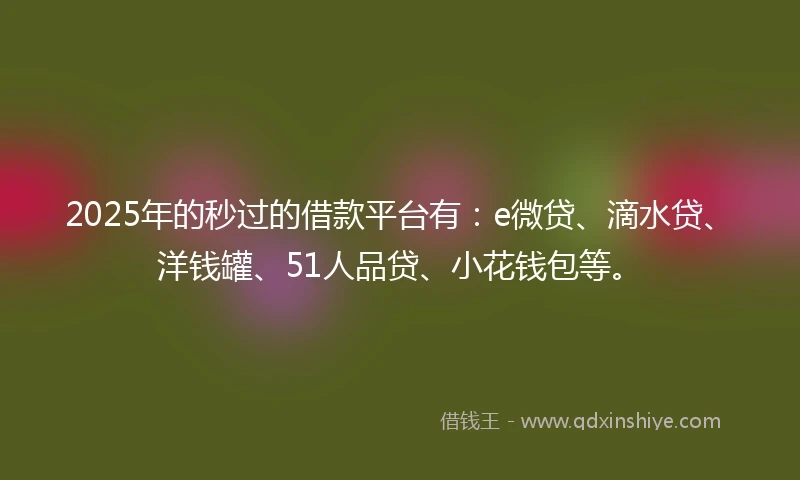 2025年的秒过的借款平台有：e微贷、滴水贷、洋钱罐、51人品贷、小花钱包等。