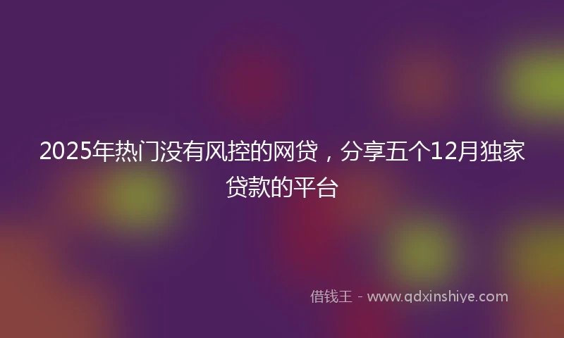 2025年热门没有风控的网贷，分享五个12月独家贷款的平台
