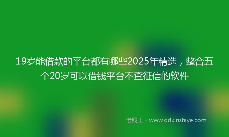 19岁能借款的平台都有哪些2025年精选，整合五个20岁可以借钱平台不查征信的软件