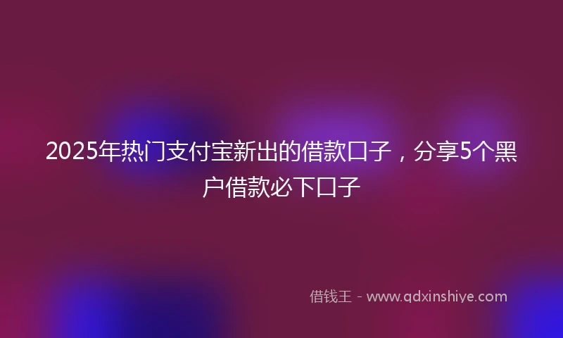 2025年热门支付宝新出的借款口子，分享5个黑户借款必下口子