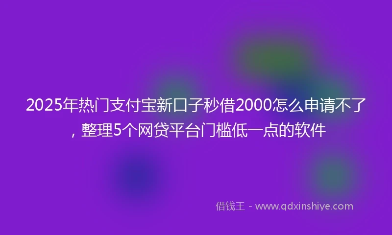 2025年热门支付宝新口子秒借2000怎么申请不了，整理5个网贷平台门槛低一点的软件