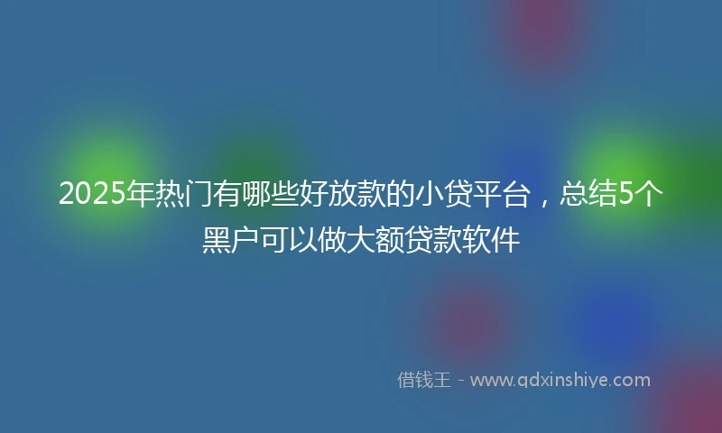 2025年热门有哪些好放款的小贷平台，总结5个黑户可以做大额贷款软件