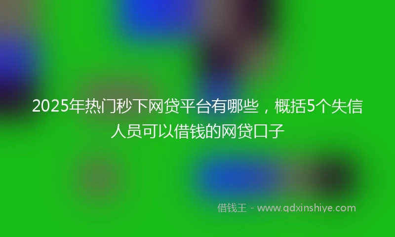 2025年热门秒下网贷平台有哪些，概括5个失信人员可以借钱的网贷口子