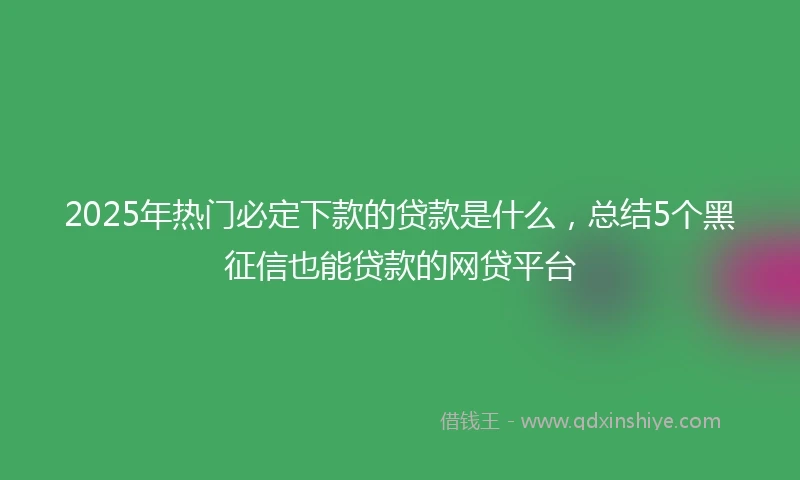 2025年热门必定下款的贷款是什么，总结5个黑征信也能贷款的网贷平台