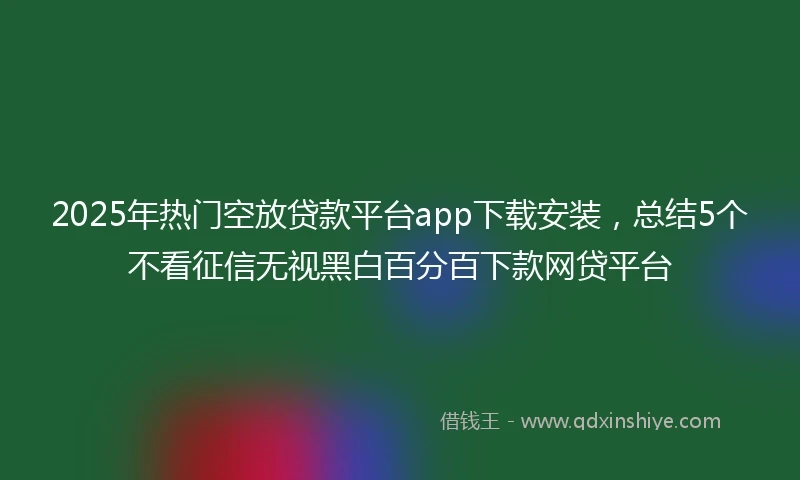 2025年热门空放贷款平台app下载安装，总结5个不看征信无视黑白百分百下款网贷平台