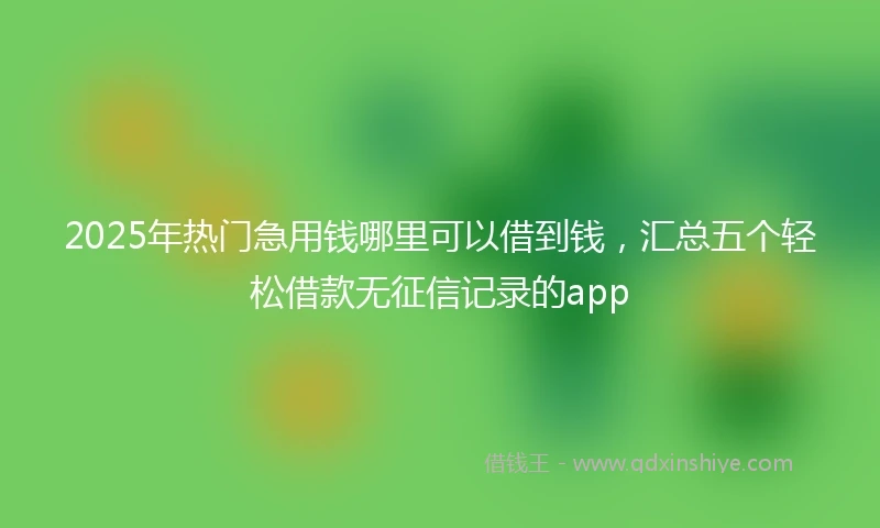 2025年热门急用钱哪里可以借到钱，汇总五个轻松借款无征信记录的app