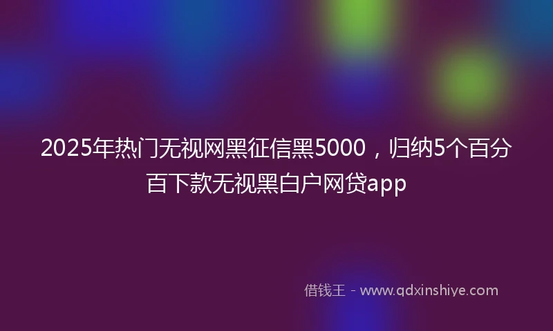 2025年热门无视网黑征信黑5000，归纳5个百分百下款无视黑白户网贷app