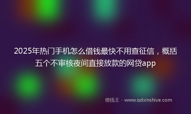 2025年热门手机怎么借钱最快不用查征信，概括五个不审核夜间直接放款的网贷app