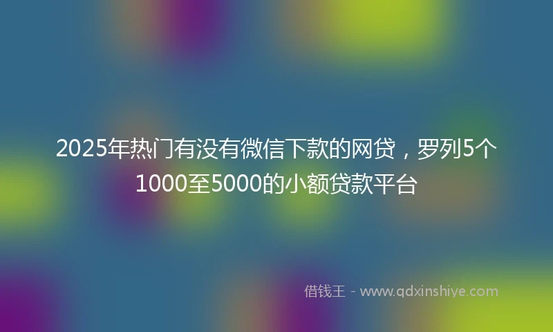 2025年热门有没有微信下款的网贷，罗列5个1000至5000的小额贷款平台
