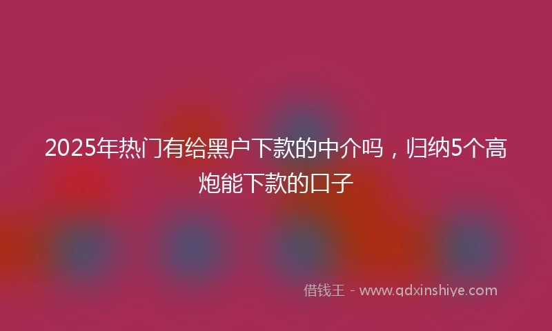 2025年热门有给黑户下款的中介吗，归纳5个高炮能下款的口子