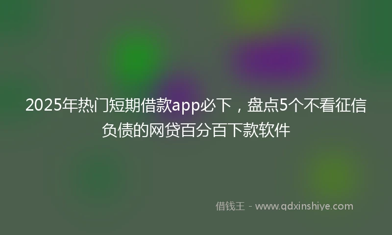 2025年热门短期借款app必下，盘点5个不看征信负债的网贷百分百下款软件