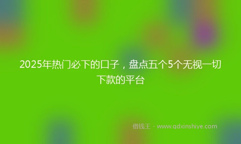 2025年热门必下的口子，盘点五个5个无视一切下款的平台